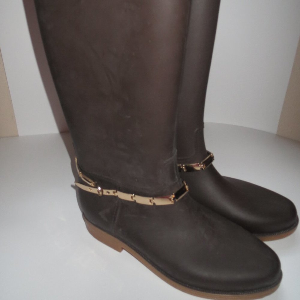 TOP Moda Brown Riding Rain Boots Sz 5